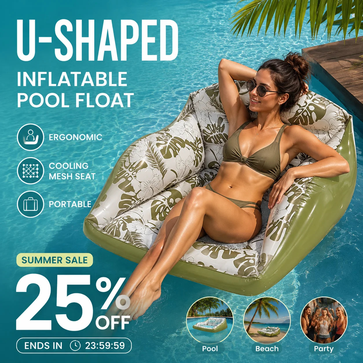 ποΈ LIMITED-TIME 50% OFF! β¨ U-Shaped Inflatable Pool Float β Ergonomic, Cooling Mesh Seat, Portable π΄ - Image 5