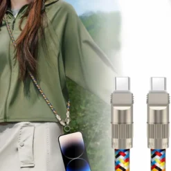 Alternative view of 2-in-1 Phone Lanyard Charging Cable