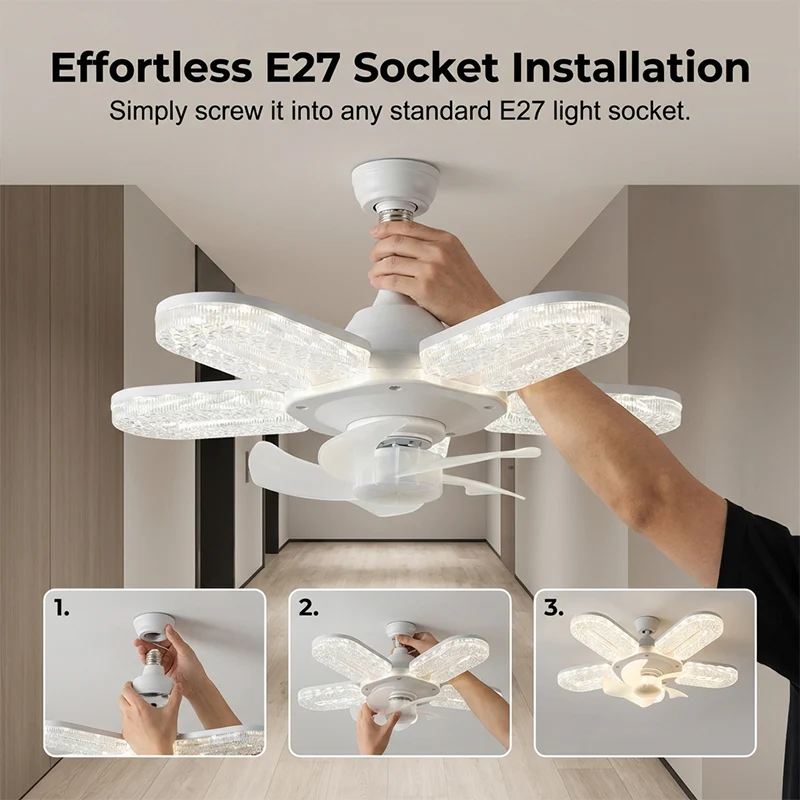 Crystal-Effect LED 5-Blade LED Fan Light - Image 5