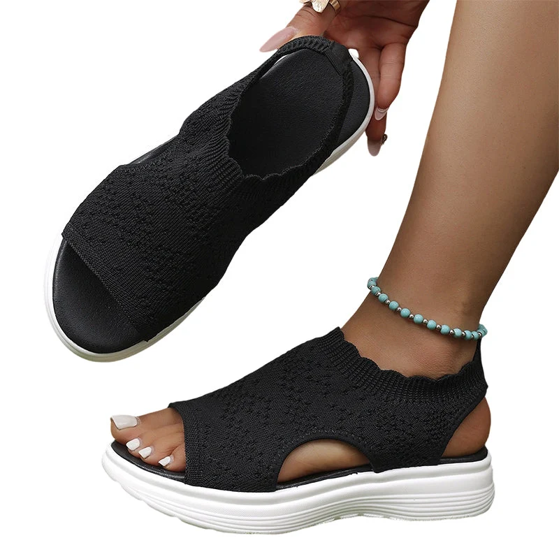 ⏳LAST DAY SALE ONLY £12.99!!💐 Women's Breathable Knit Platform Sandals – Air-permeable knit upper, cushioned sole & lightweight comfy summer footwear ✨ - Image 24