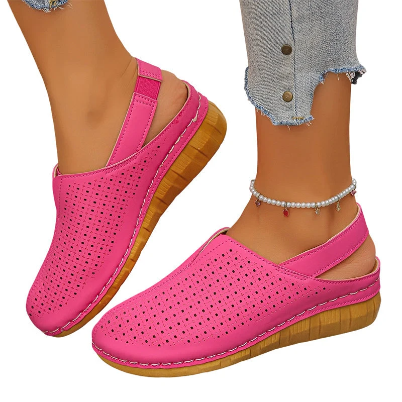 Women's Casual Perforated Wedge Slingback Sandals - Image 2