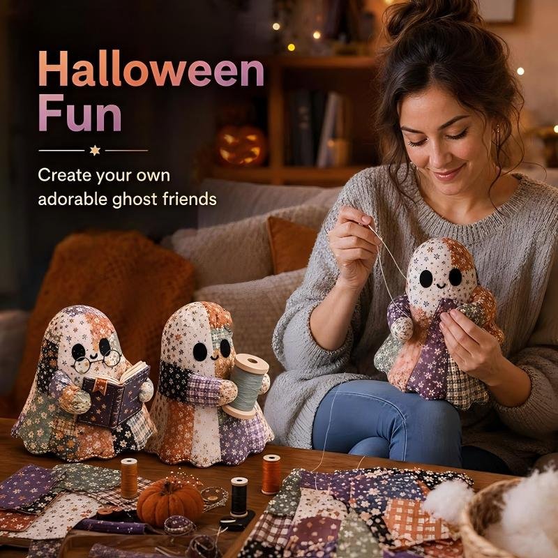 🎁Little Ghost's Cozy Halloween DIY Patchwork Kit - Image 7