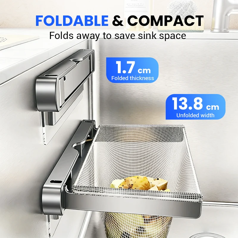 Foldable Sink Strainer Rack with Filter Nets - Image 3