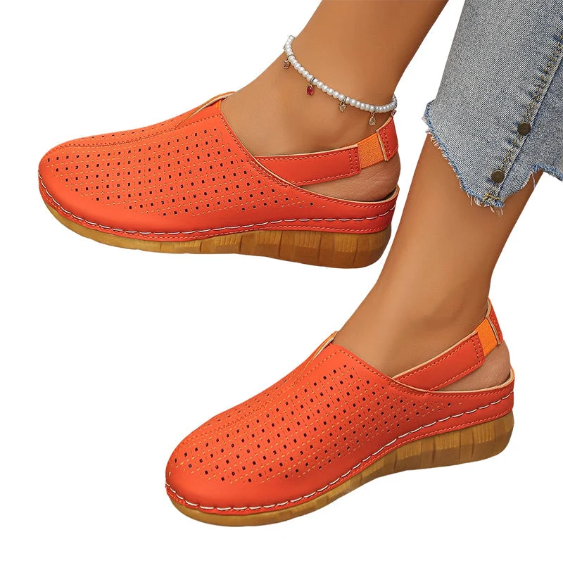 Women's Casual Perforated Wedge Slingback Sandals - Image 4