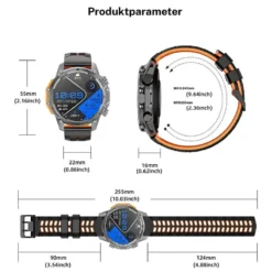 Alternative view of 1.52" HD smartwatch for men – Phone calls and music control – Multiple sports modes – IP68 waterproof – Long battery life – Fitness watch for Android and iPhone