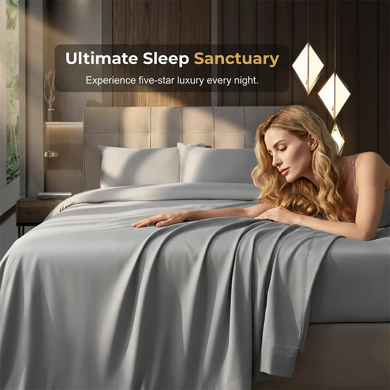 Breathable Solid Color Cooling Bed Sheet Set - Image 10