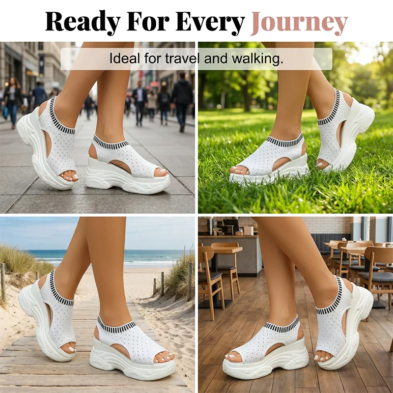 Women's Breathable Peep-Toe Wedge Sandals - Image 8