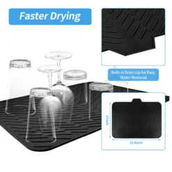 Alternative view of Large Size Silicone Drying Mat with Drain Lip