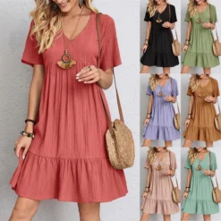 🔥Hot Sale 49% OFF💝Retro V-neck Loose Casual Dress