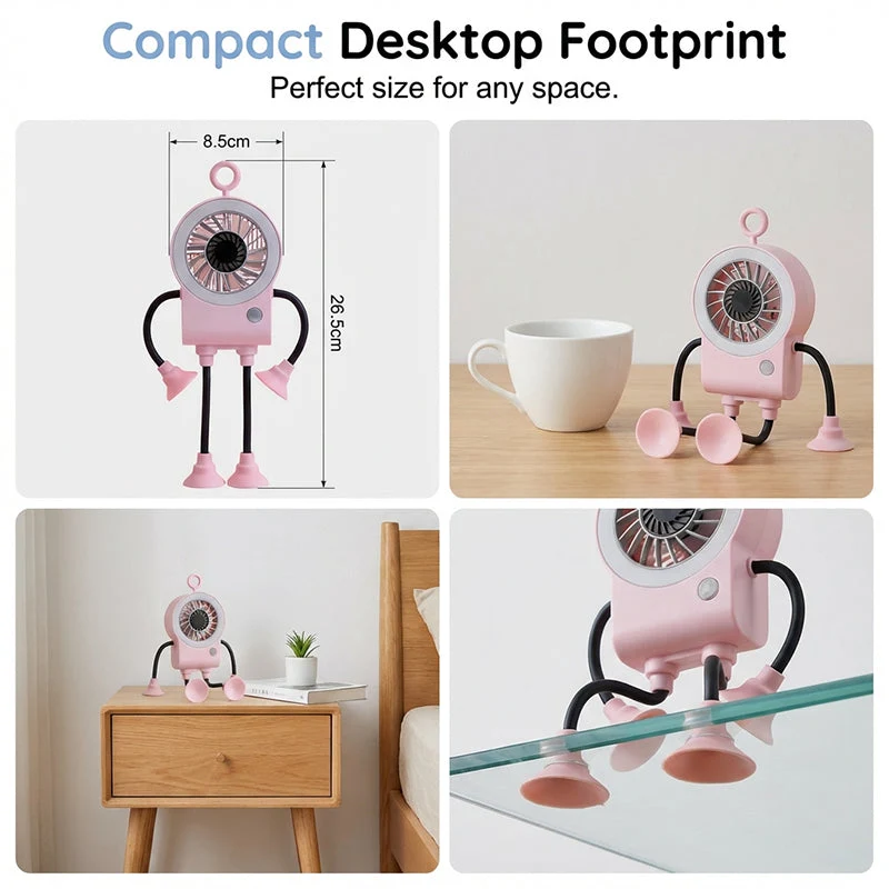 Flexible Robot Desk Fan with LED Light - Image 16