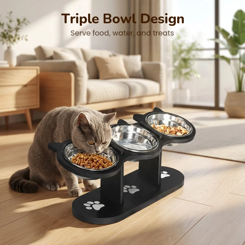 Anti-Slip Elevated 3-Bowl Pet Feeder - Image 4