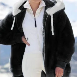 Alternative view of 🎁Christmas Hot Sale 49% OFF🎄Hooded Fleece Jacket with Shearling Lining❄️