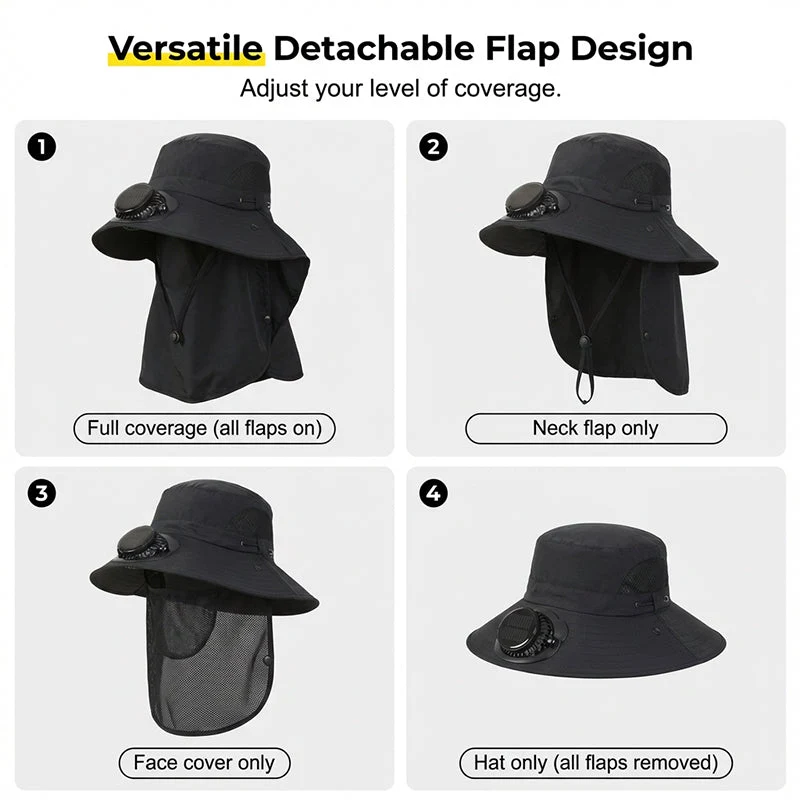 Solar-Powered Wide-Brim Shade Fan Hat - Image 13