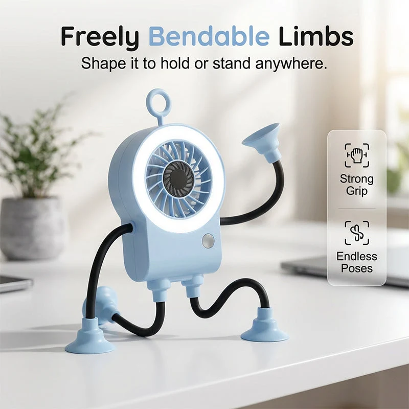 Flexible Robot Desk Fan with LED Light - Image 11