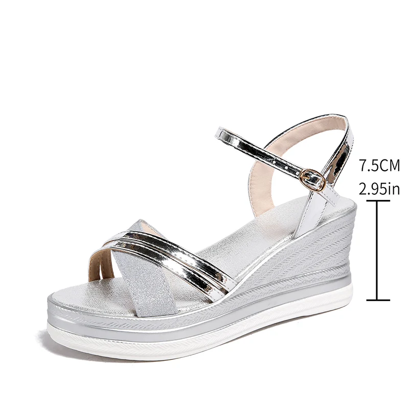 Women's Open Toe Ankle Strap Wedge Sandals - Image 11