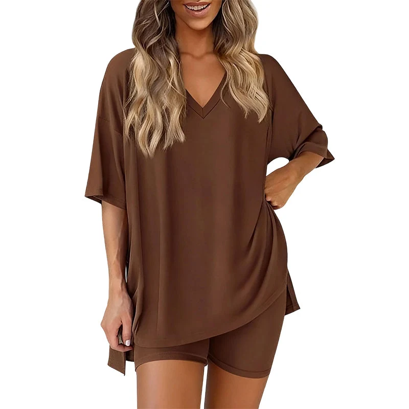 Women's Lounge V-Neck Top & Shorts Set - Image 14