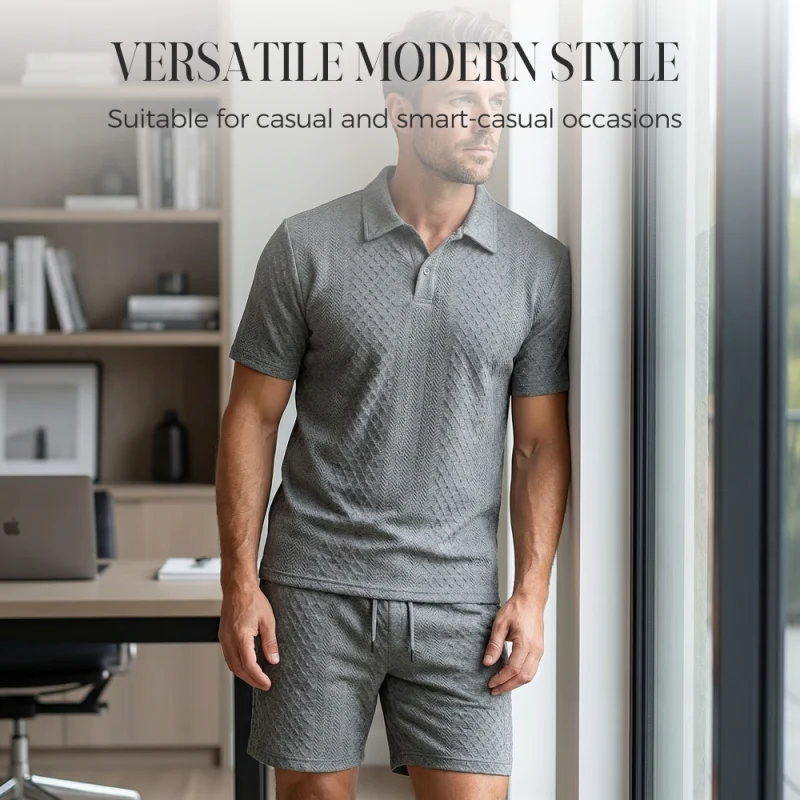 π50K+ SOLD!π₯π©³Men's Diamond Print 2-Piece Set β Ready in seconds! Soft, breathable top with easy shorts. No fuss, just style. Perfect for garden BBQs or coffee dates. - Image 5