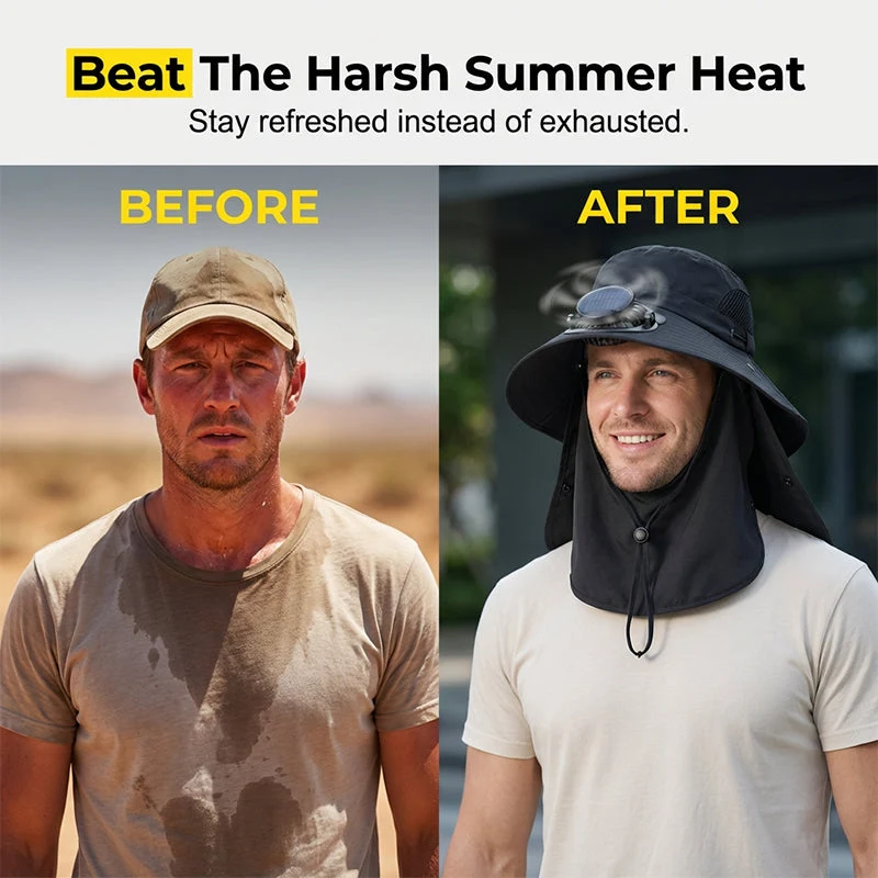 Solar-Powered Wide-Brim Shade Fan Hat - Image 7