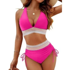 Alternative view of V-Neck Patchwork Bikini 2-Piece Set