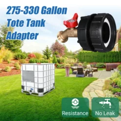 Alternative view of IBC Tote Tank Adapter with Brass Ball Valve