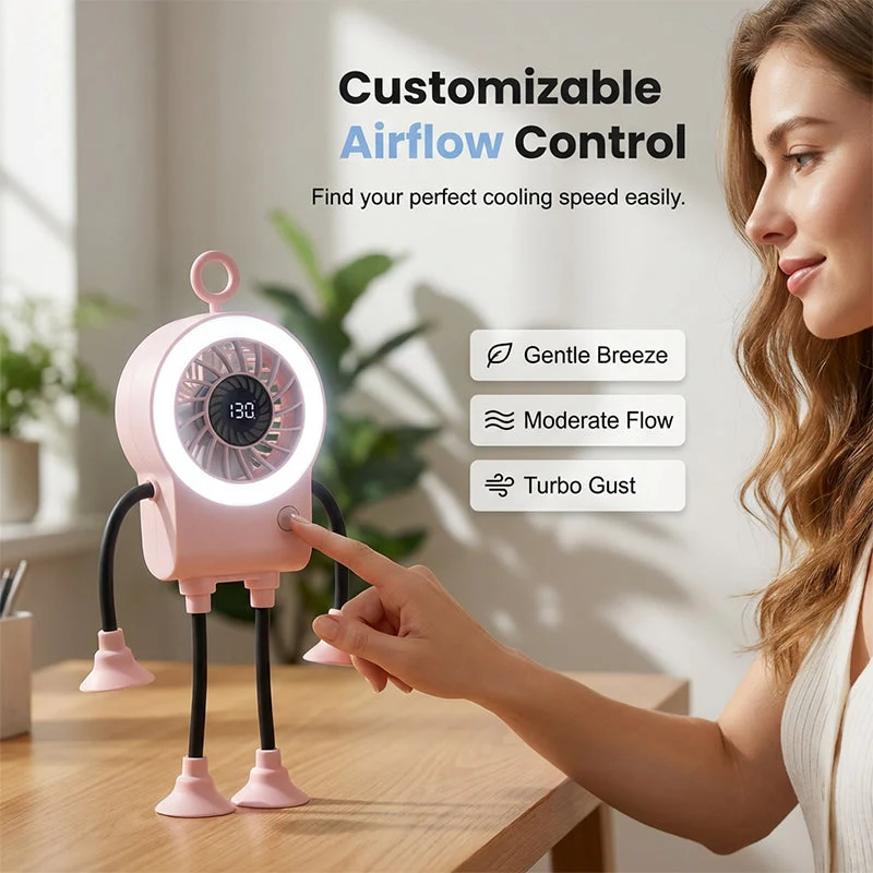 Flexible Robot Desk Fan with LED Light - Image 14