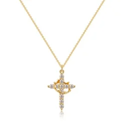 Alternative view of 👑✝️Simple Crown & Cross Pendant Choker Necklace