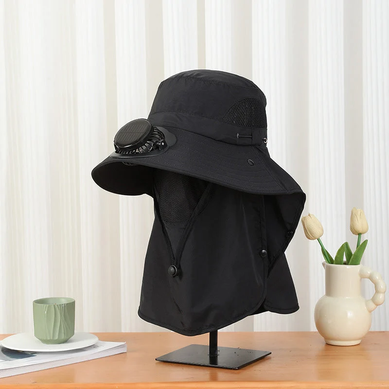 Solar-Powered Wide-Brim Shade Fan Hat - Image 2