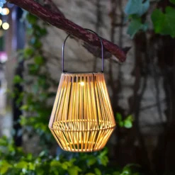 Solar Powered Rattan Lantern Light