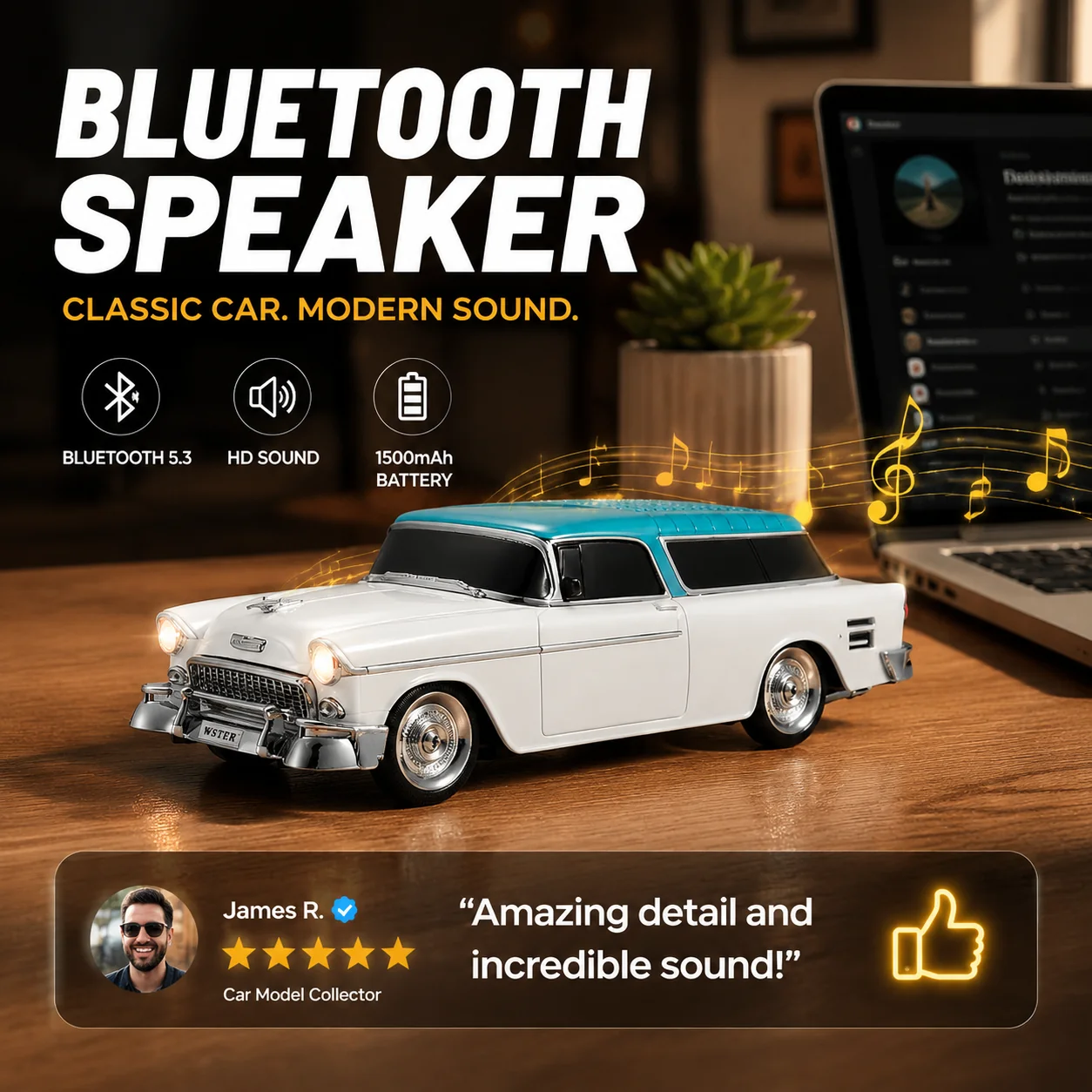 Alternative view of Retro Car Model Wireless Bluetooth Speaker