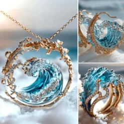 Alternative view of 🔥Last Day 70% OFF🌊Elegant Blue Necklace Ring Earrings Set