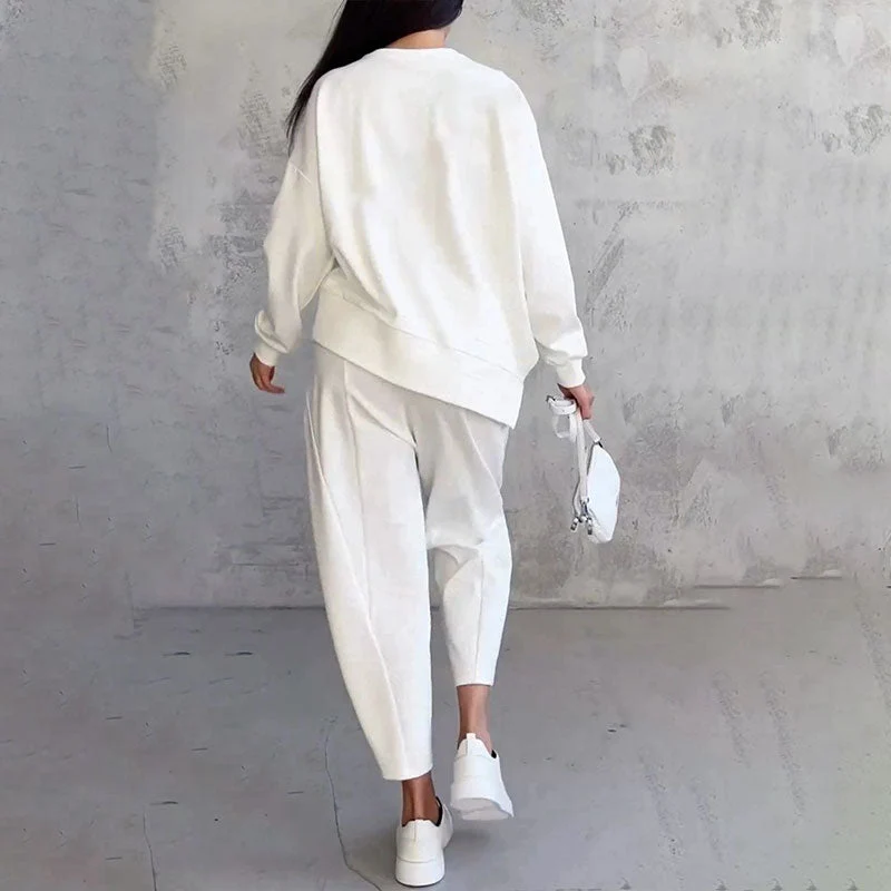 Round-Neck Long-Sleeved Top & Pants 2-Piece Set - Image 5