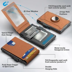 Alternative view of 🔥Wallet for Men - with Pop Up Aluminum Case Money Clip Slim Leather Slots Credit Card Holder RFID Blocking Bifold Minimalist Wallet