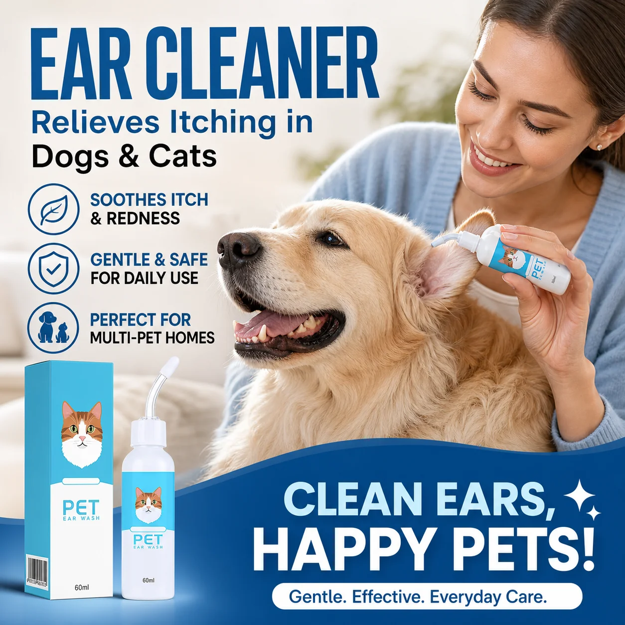 πΆπ± Ear cleaner, Relieves itching in dogs & cats