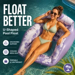 Alternative view of 🏖️ LIMITED-TIME 50% OFF! ✨ U-Shaped Inflatable Pool Float – Ergonomic, Cooling Mesh Seat, Portable 🌴