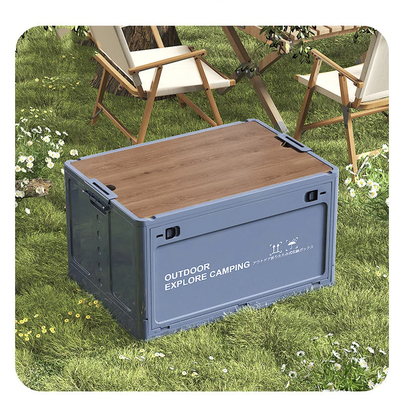 Collapsible Camping Storage Box with Wooden Lid - Image 6