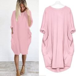Hot sale💝 Women Casual Loose Pocket Long Sleeves Dress