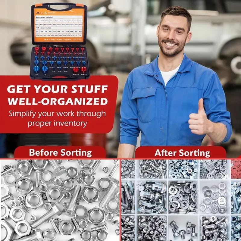 📢📢60% OFF !! ⏰Nut & Bolt Thread Checker Kit for Inspection of Fixed Bolts or Threaded Holes - Image 9
