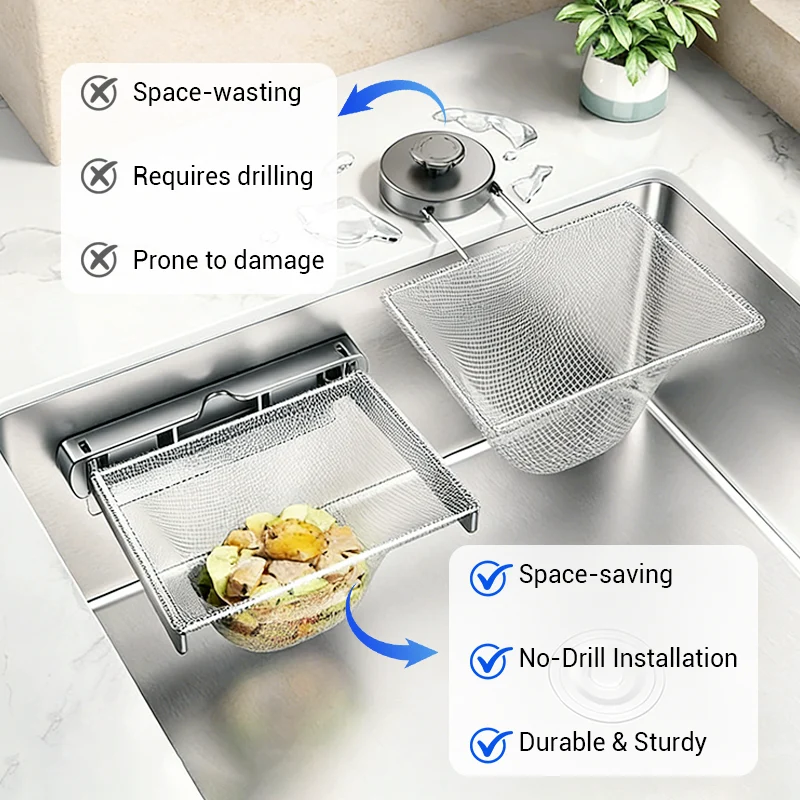 Foldable Sink Strainer Rack with Filter Nets - Image 4