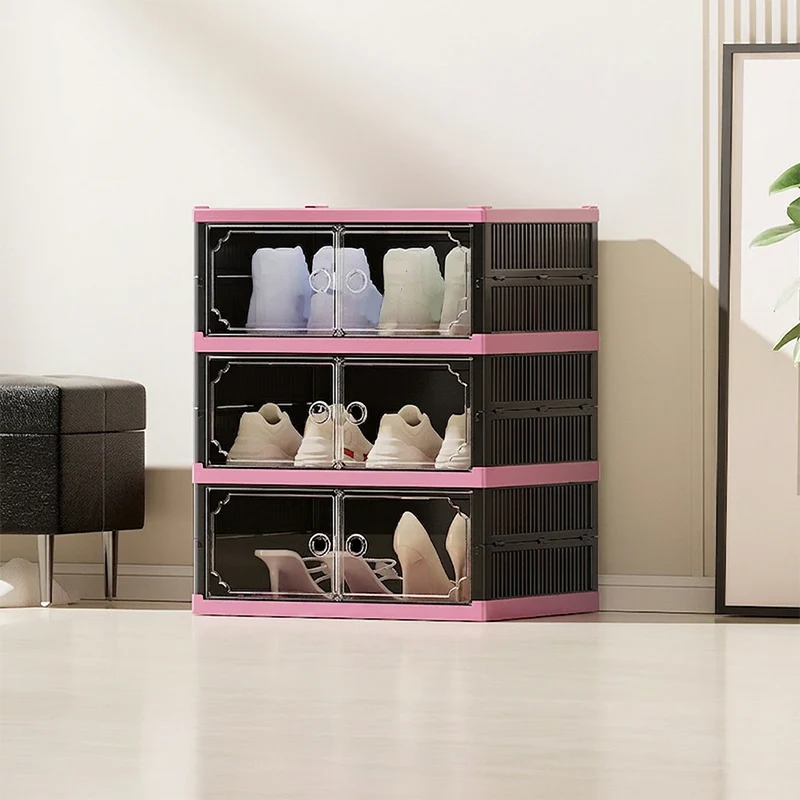 Foldable & Stackable Shoe Cabinet with Clear Doors - Image 9