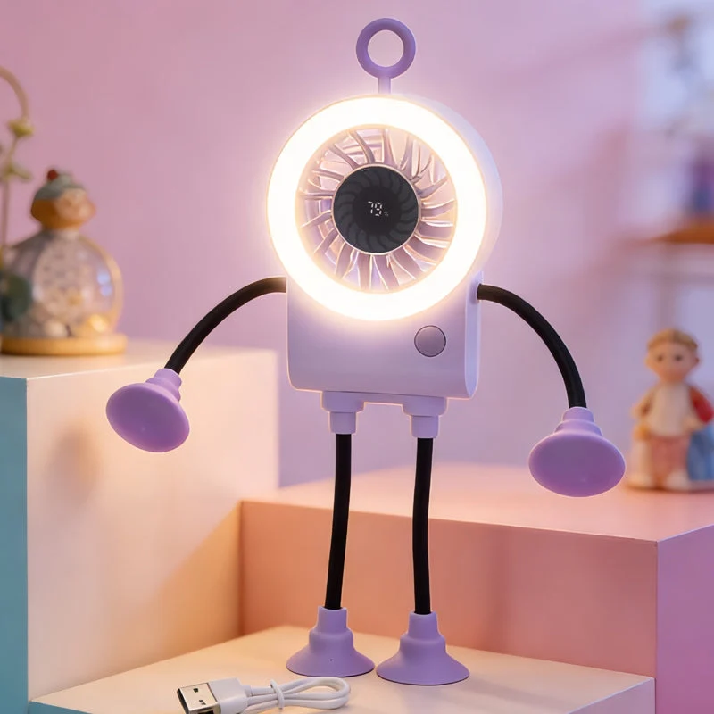 Flexible Robot Desk Fan with LED Light - Image 6
