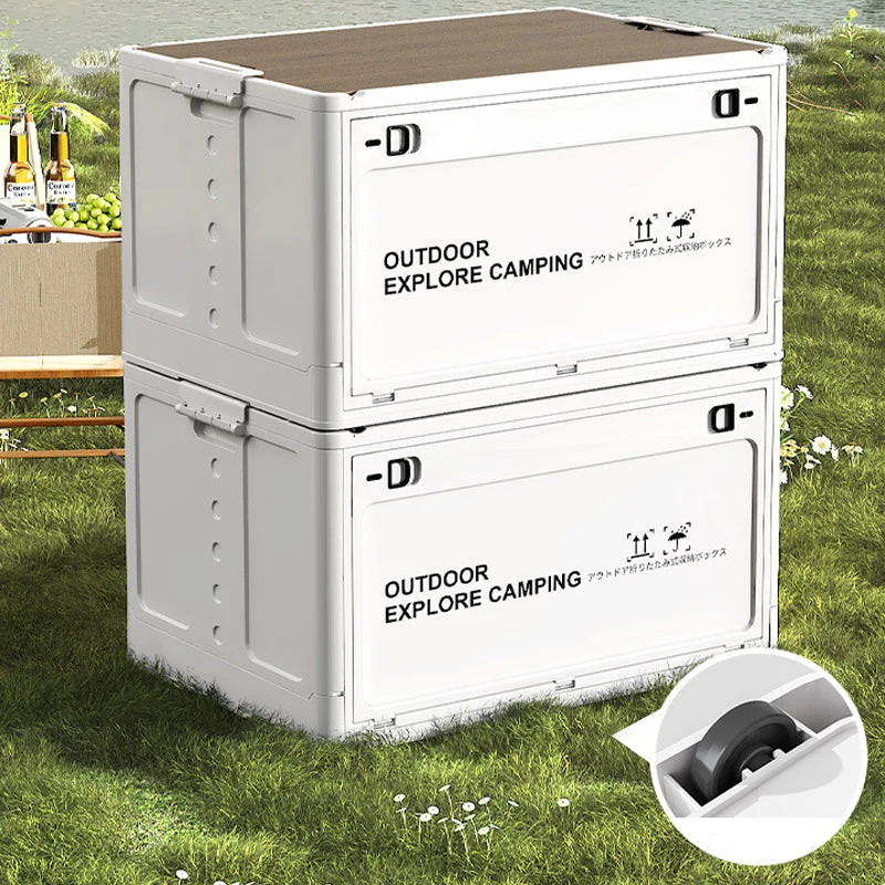 Collapsible Camping Storage Box with Wooden Lid - Image 4