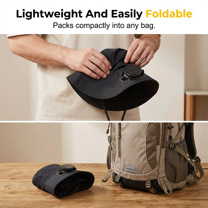 Solar-Powered Wide-Brim Shade Fan Hat - Image 12
