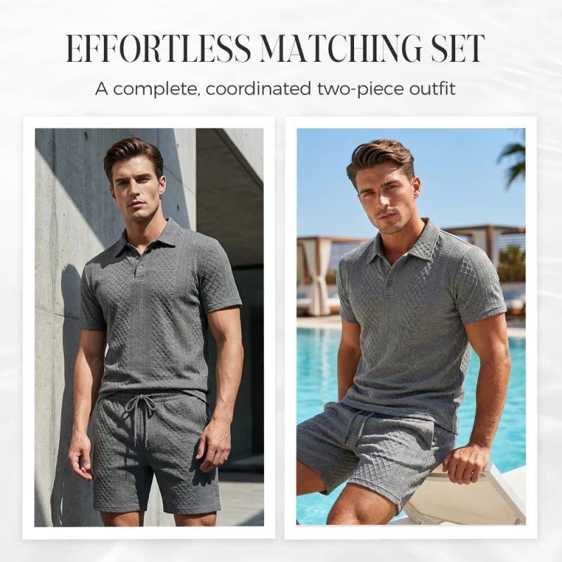 π50K+ SOLD!π₯π©³Men's Diamond Print 2-Piece Set β Ready in seconds! Soft, breathable top with easy shorts. No fuss, just style. Perfect for garden BBQs or coffee dates. - Image 7