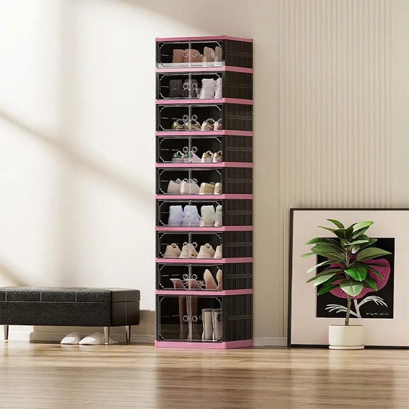 Foldable & Stackable Shoe Cabinet with Clear Doors - Image 14