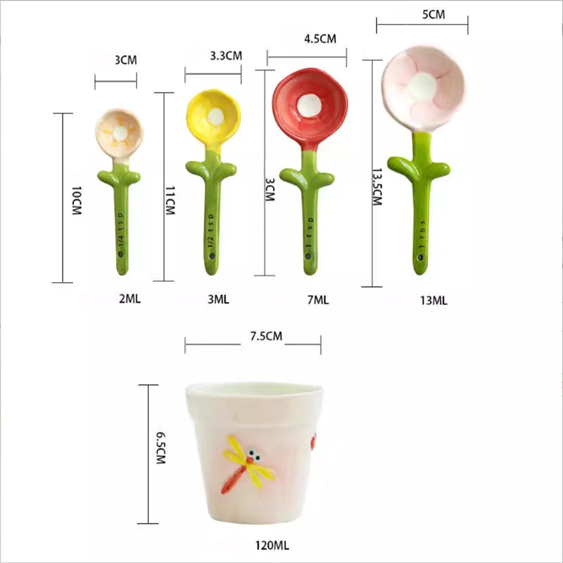 Ceramic Flower Measuring Spoon Set - Image 6