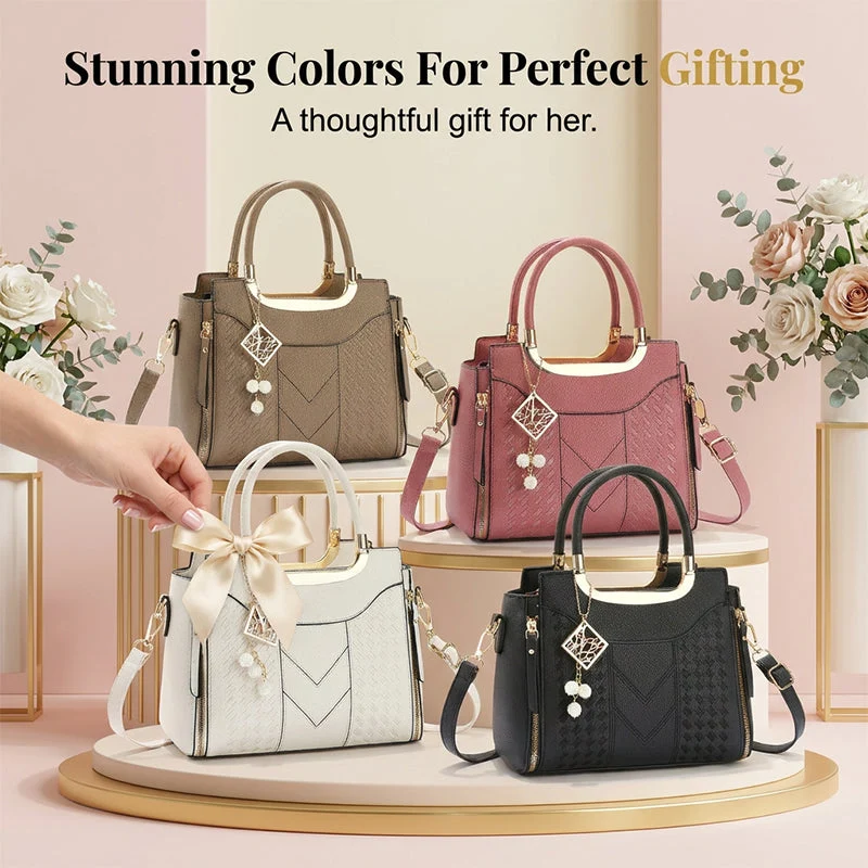 π LIMITED-TIME 50% OFF! β¨ Women's Top-Handle Satchel β V-Stitched, Gold Hardware, Multi-Compartment πΈ - Image 12