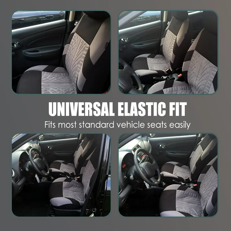 Car Seat Cover Set with Tire Tread Pattern - Image 2