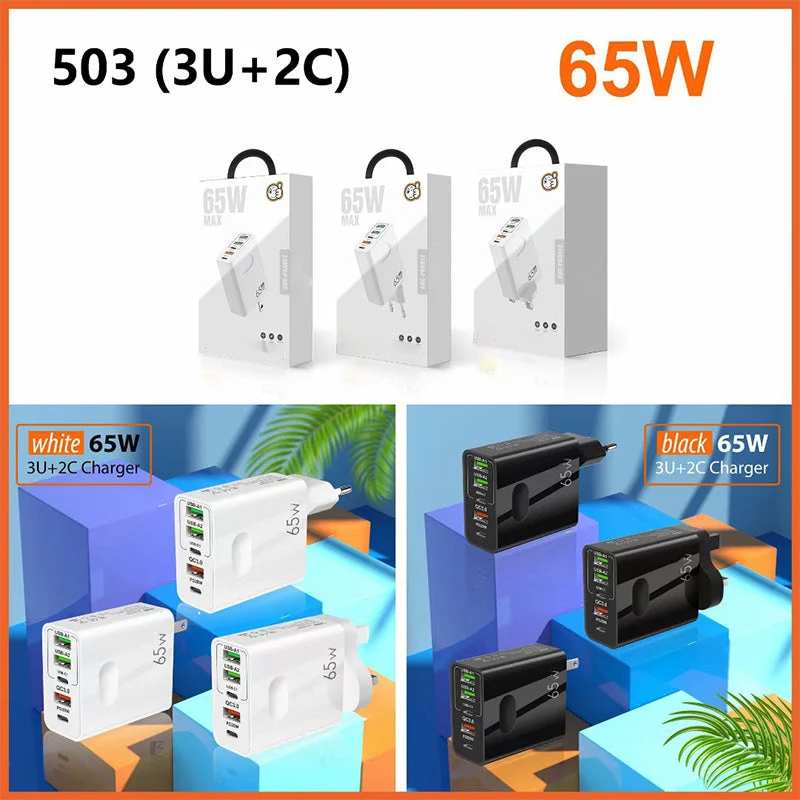 Alternative view of [Practical Gift] 65W Multiple-Ports Fast Charger