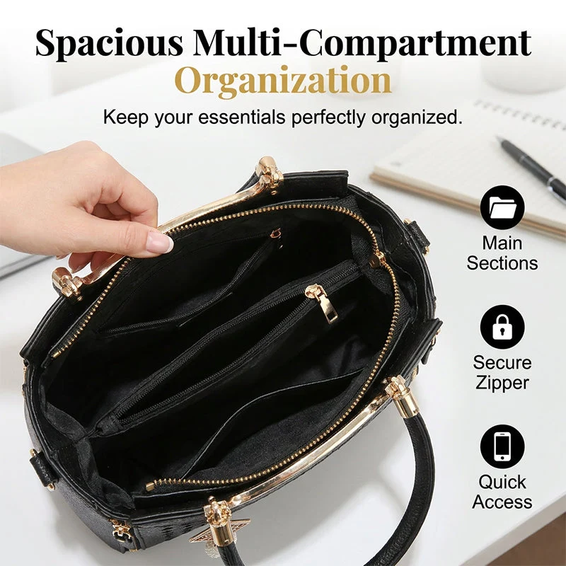 π LIMITED-TIME 50% OFF! β¨ Women's Top-Handle Satchel β V-Stitched, Gold Hardware, Multi-Compartment πΈ - Image 7