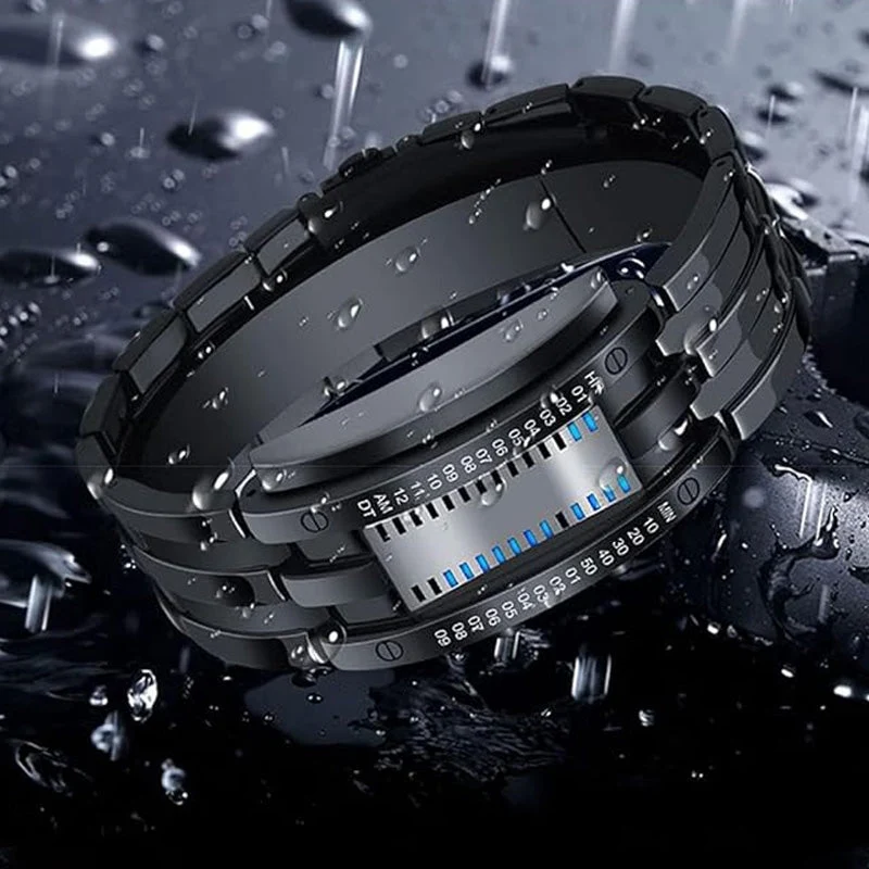 ⏳Time-Limited Special⏰Men's Binary LED Watch – Stainless Steel, Blue Light, Sporty, Water-Resistant, Modern ⚡ - Image 2